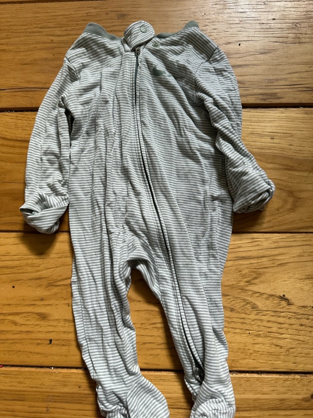 Nike Grey and White Striped Footed Pajamas for Kids
